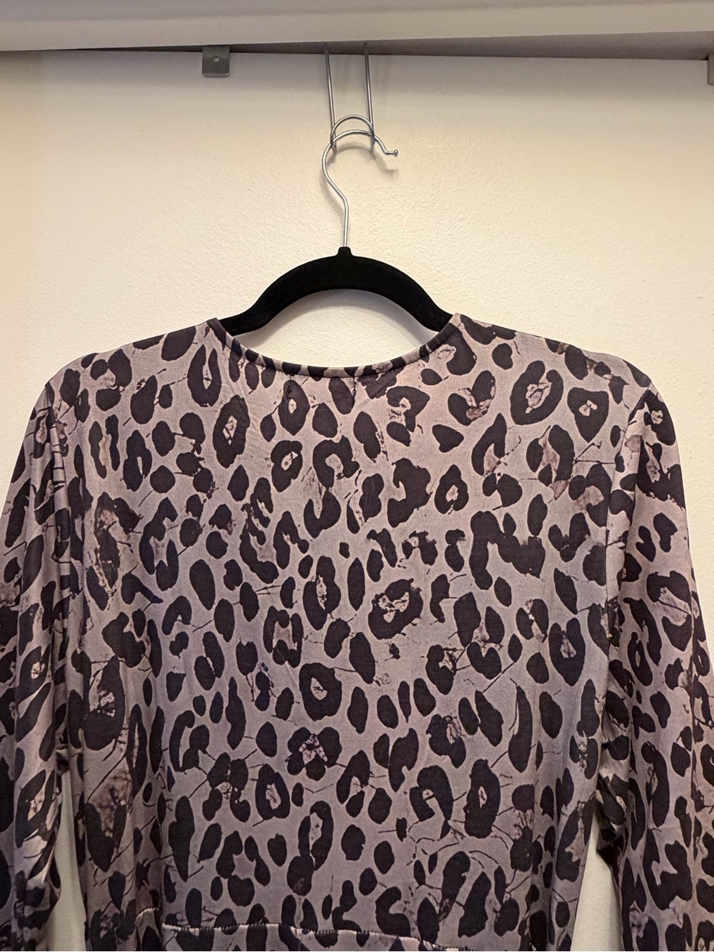 Women's Leopard Print Faux Wrap Maxi Dress 3/4 Sleeve Belted Pockets Size Large - Picture 9 of 10